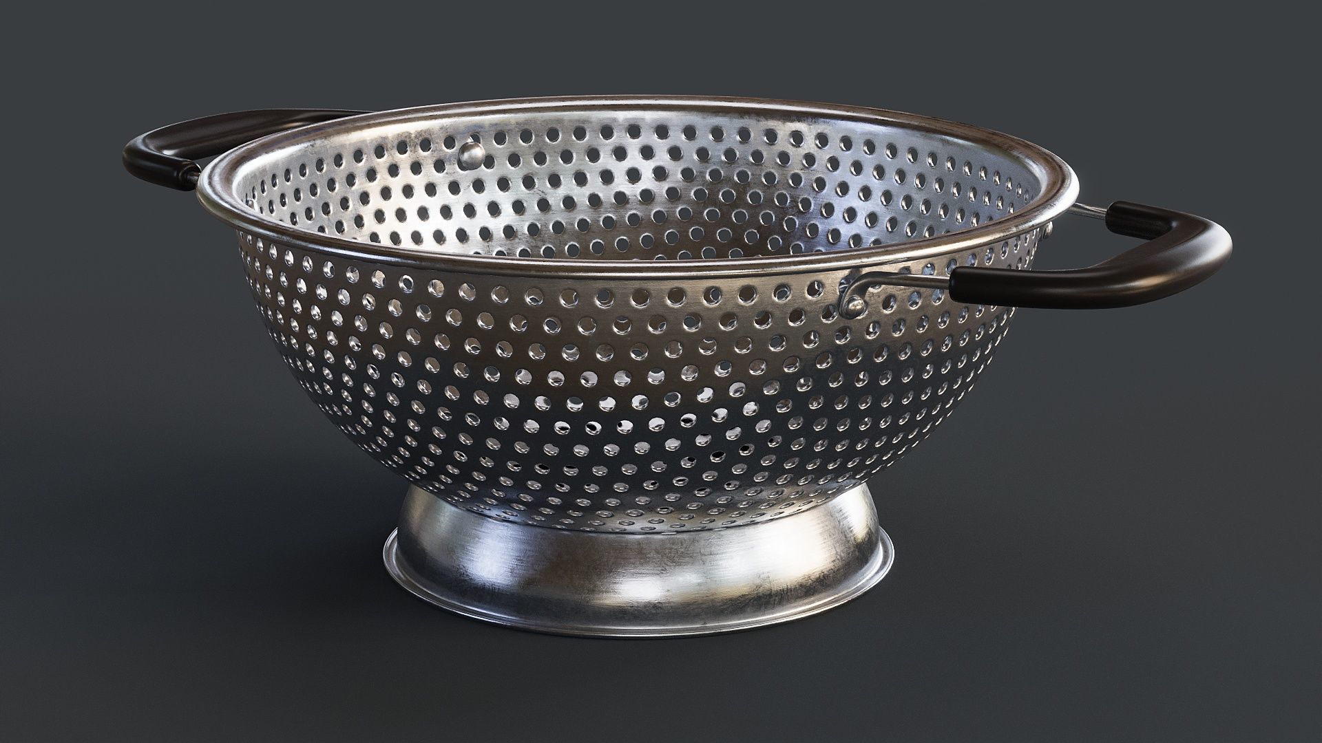 Stainless Steel Colander 02 PBR 3D model_3