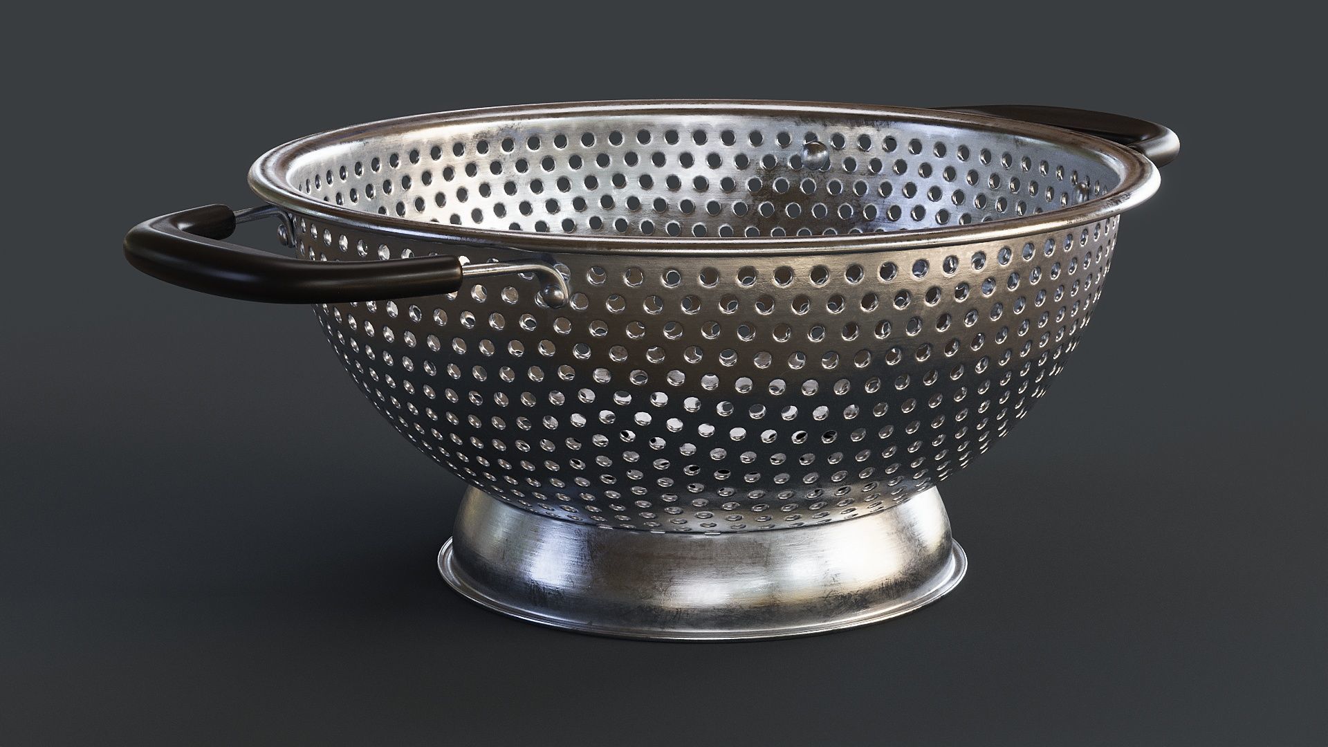Stainless Steel Colander 02 PBR 3D model_5