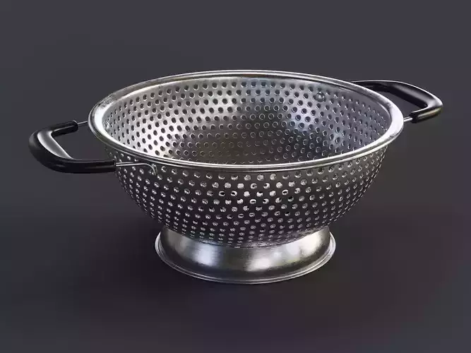 Stainless Steel Colander 02 PBR 3D model