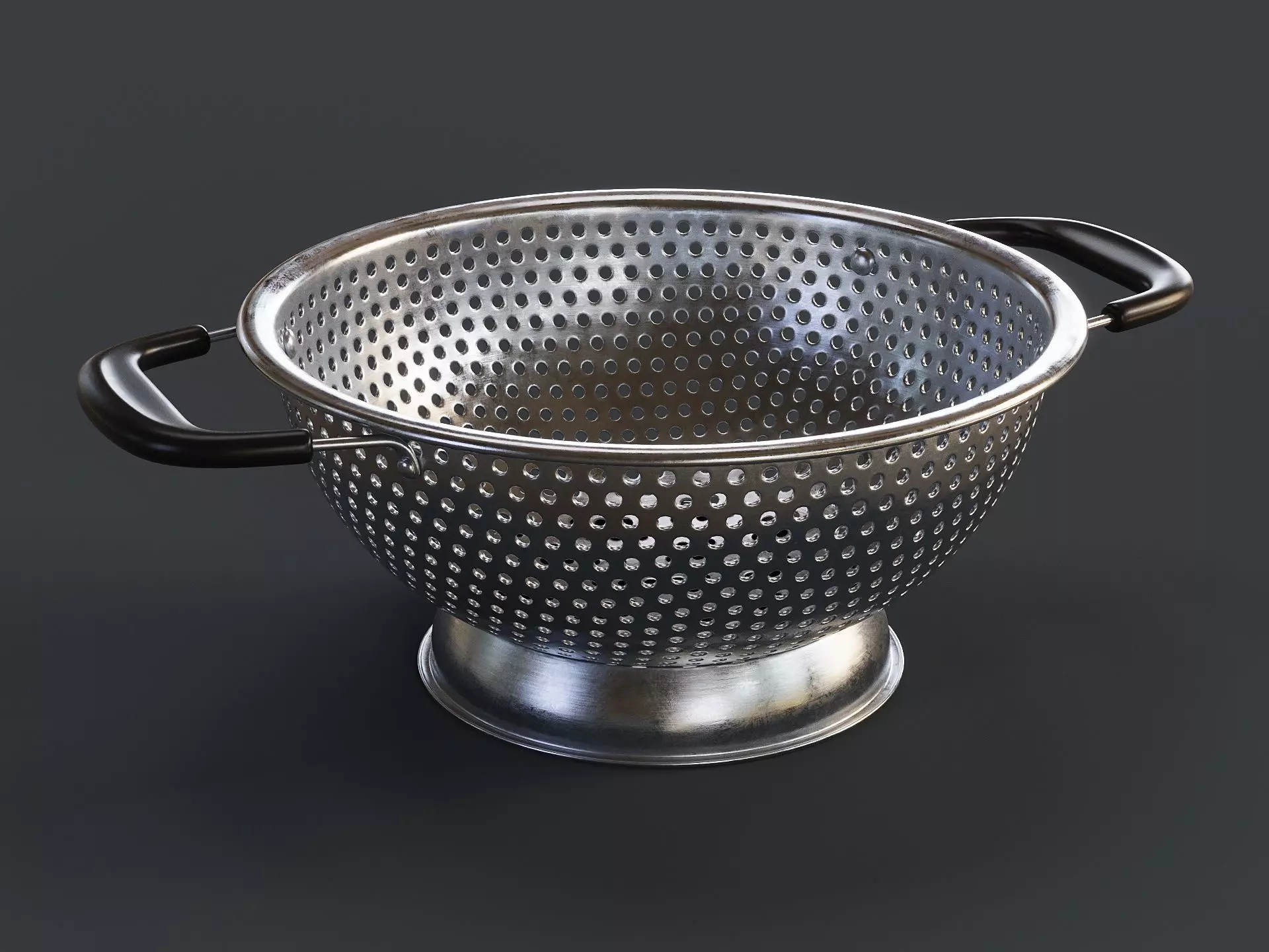 Stainless Steel Colander 02 PBR 3D model_0