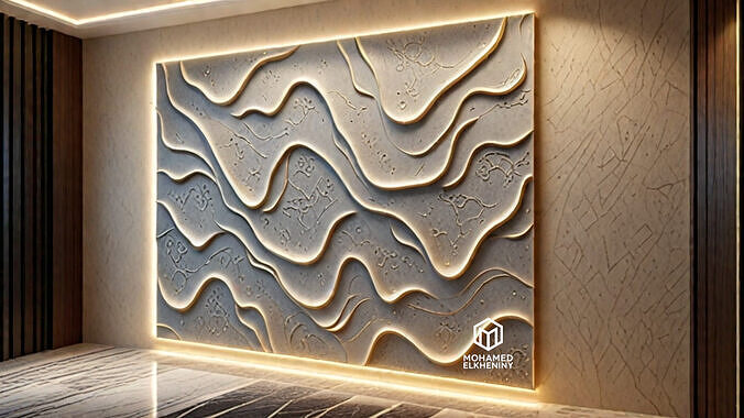 modern panel wall decor set wall relief mural CNC 112 3D model