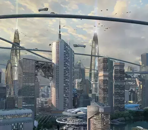 Modern science fiction future architecture 