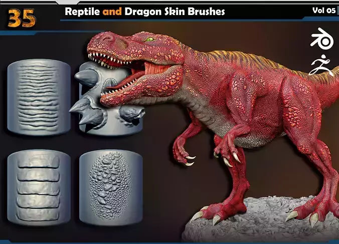 Reptile and Dragon Skin Brushes  Vol 05 3D model