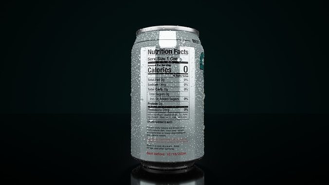 Regular 330ml Beverage Can Open and Closed Tabs with Droplets Low-poly 3D model 3