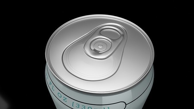 Regular 330ml Beverage Can Open and Closed Tabs with Droplets Low-poly 3D model 7