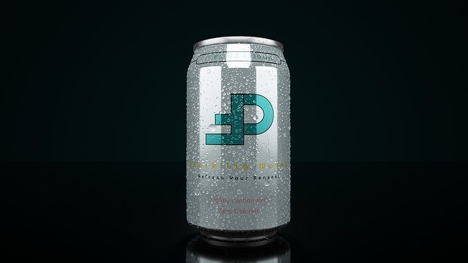 Regular 330ml Beverage Can Open and Closed Tabs with Droplets Low-poly 3D model 2