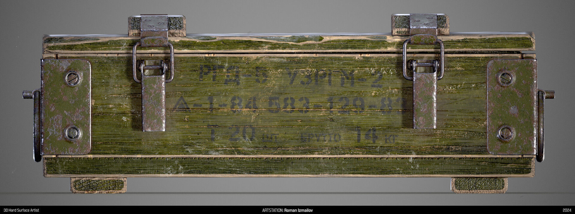 Wooden military ammo box case crate Low-poly 3D model_2