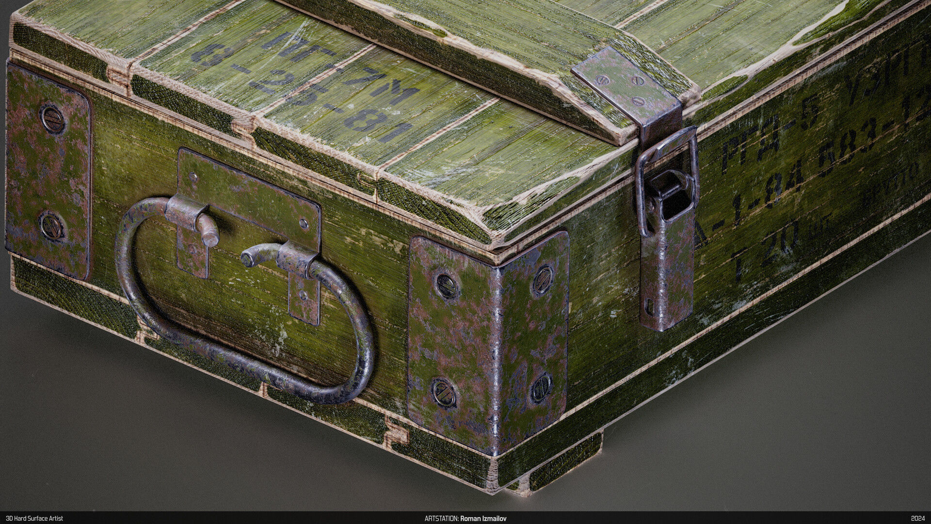 Wooden military ammo box case crate Low-poly 3D model_1