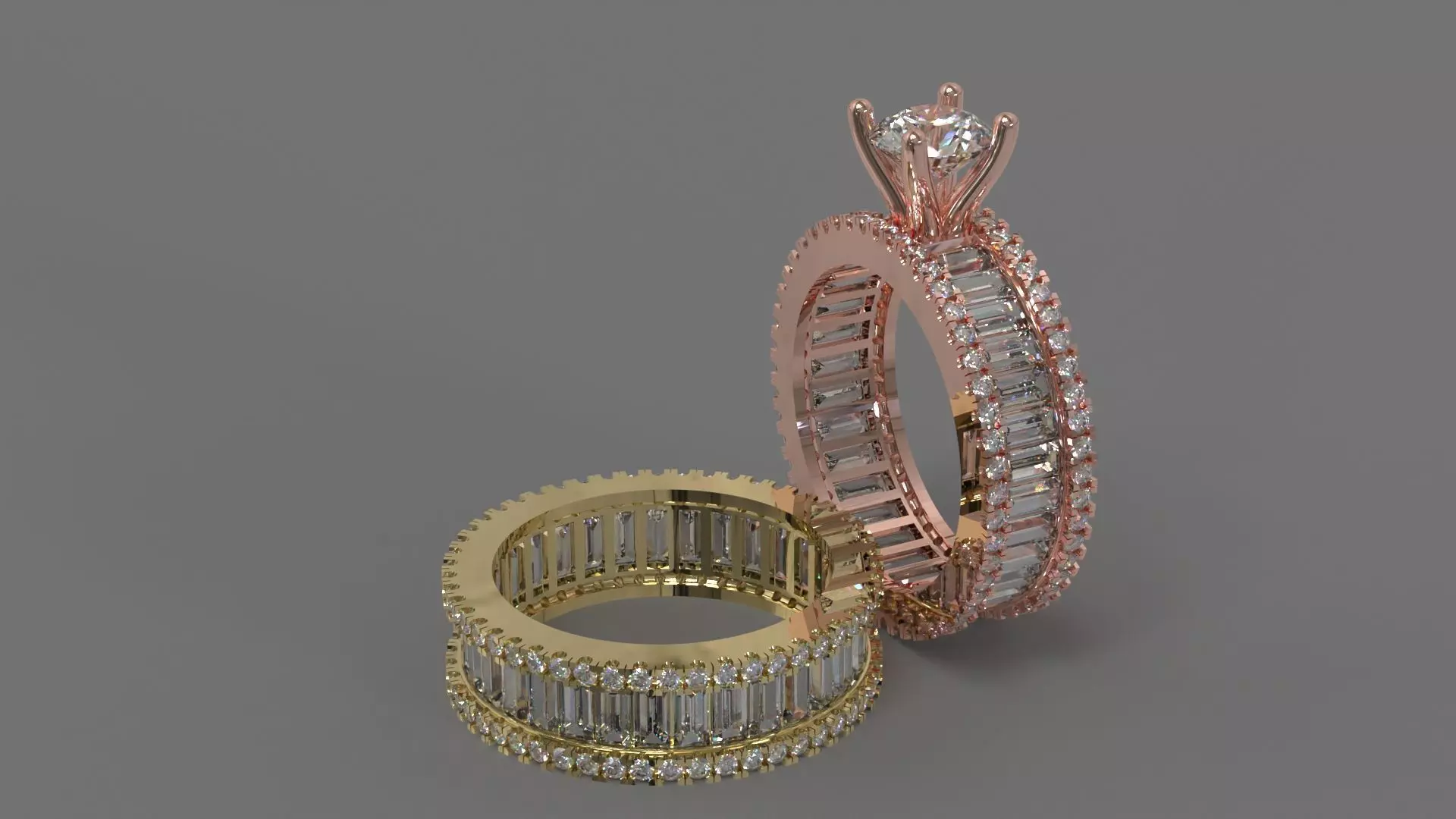 Couple Ring Diamond Luxyry cad file 003 3D print model_0