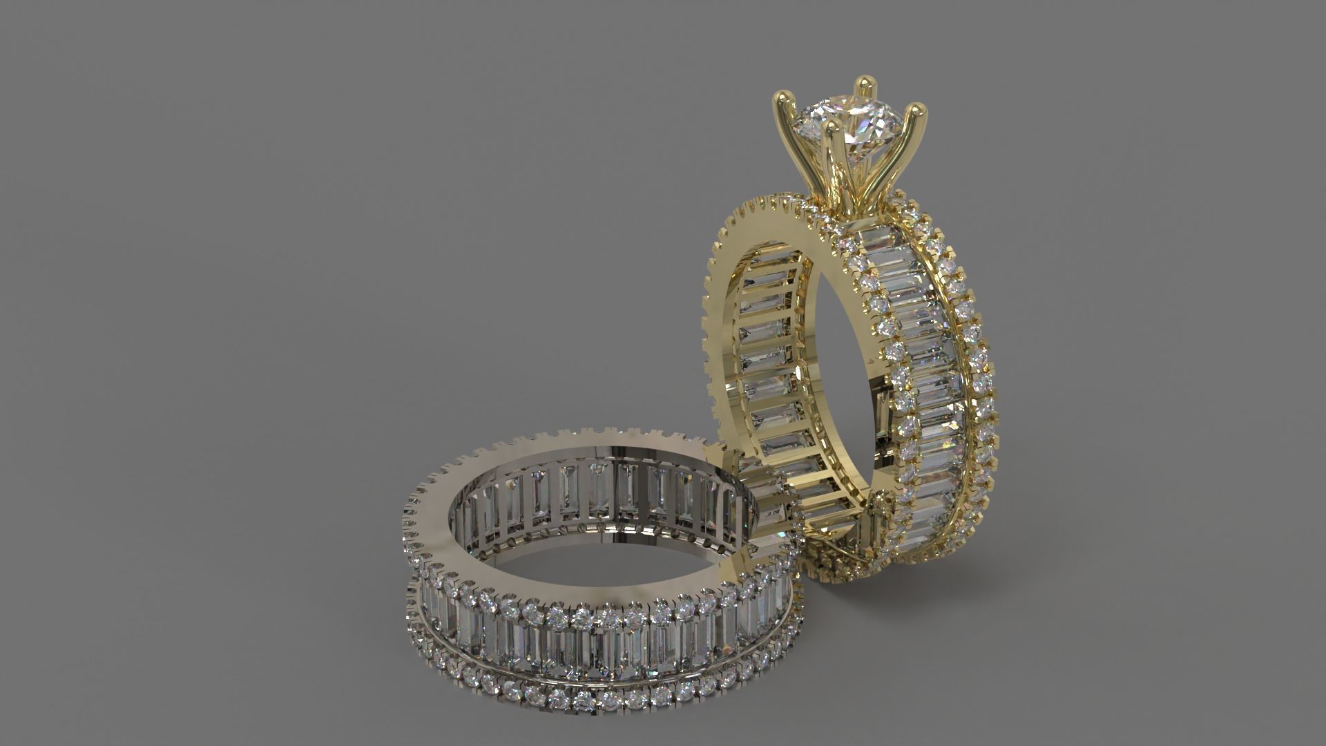 Couple Ring Diamond Luxyry cad file 003 3D print model_1