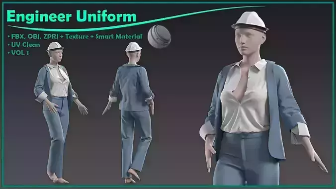 female engineer uniform with texture and smart material