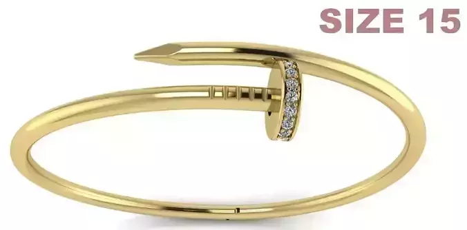 Nail Bracelet With Diamonds Size 15 - Just Un Clou 3D print model