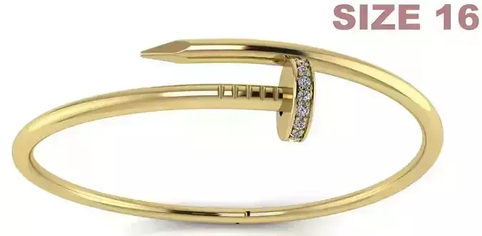 Nail Bracelet With Diamonds Size 16 - Just Un Clou 3D print model