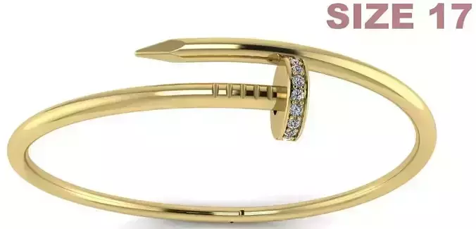 Nail Bracelet With Diamonds Size 17 - Just Un Clou 3D print model