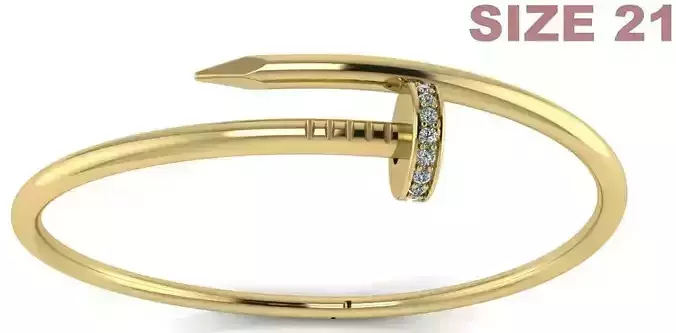 Nail Bracelet With Diamonds Size 21 - Just Un Clou 3D print model