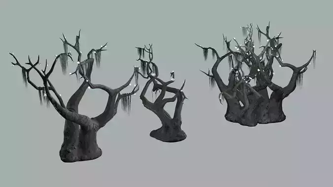 Fantasy Terrible Tree Pack 3D Model Low-poly 3D model