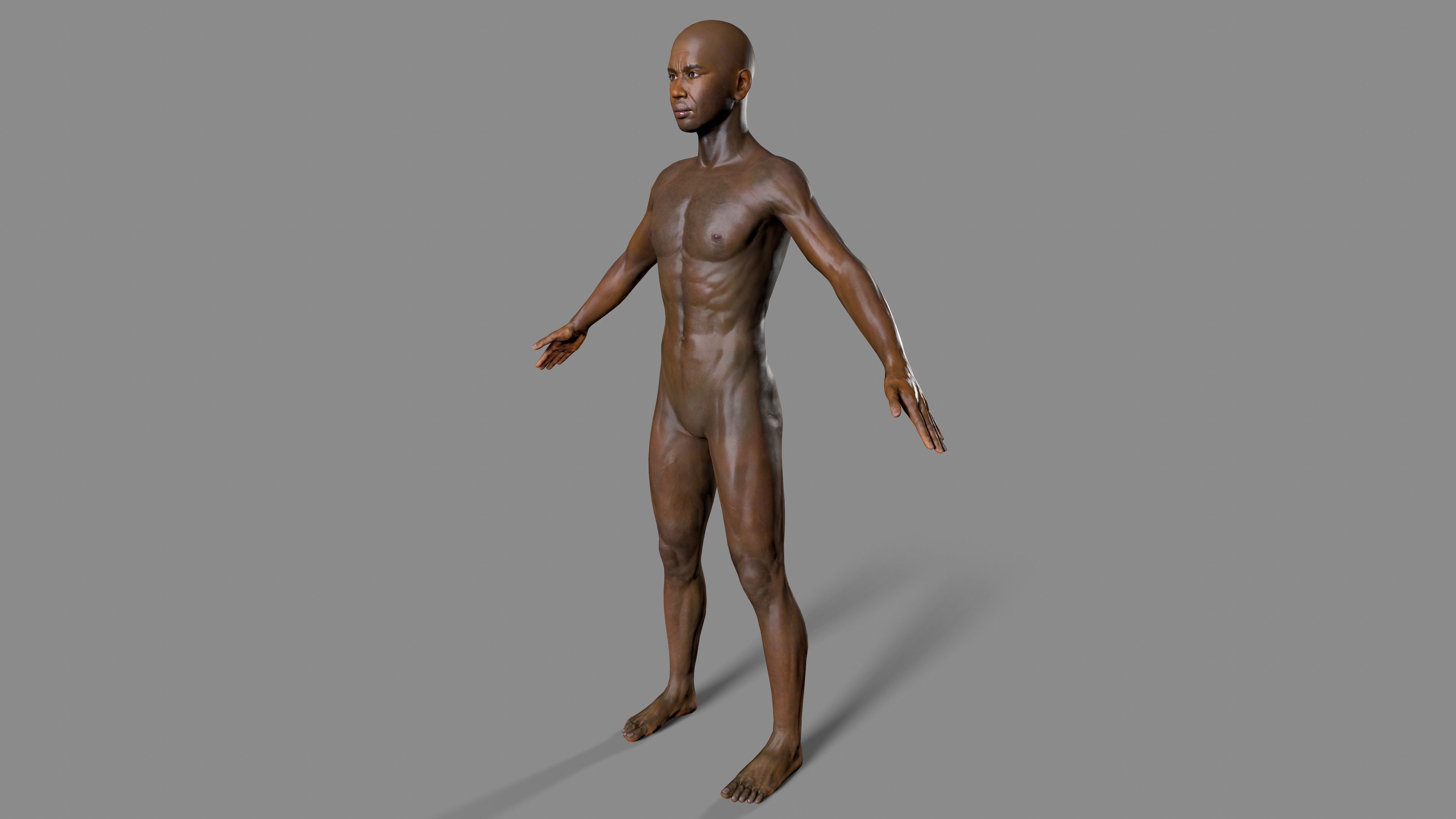 Black man body Low-poly 3D model_1