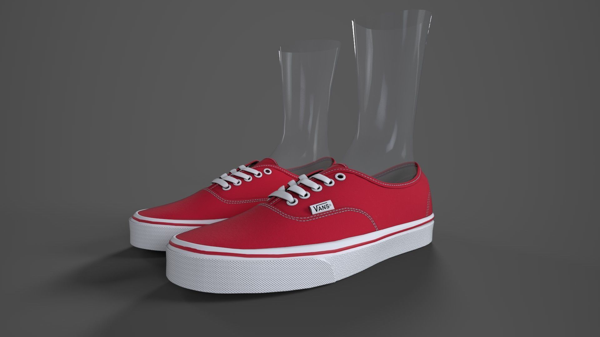 VANS182 Authentic Red Low-poly 3D model_5