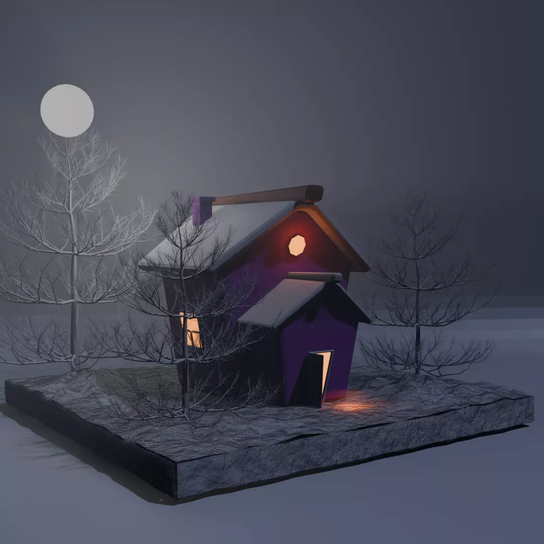 3d modal of beautiful snow house 3D model_0
