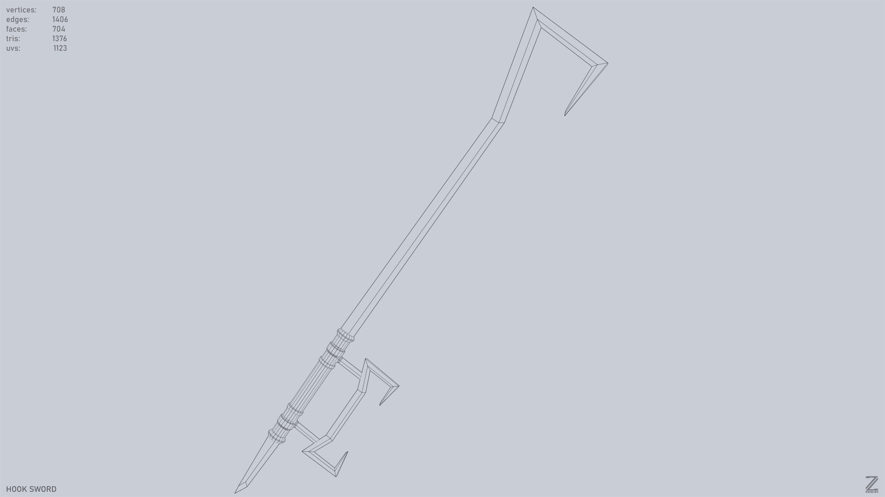 Hook sword Low-poly 3D model_13