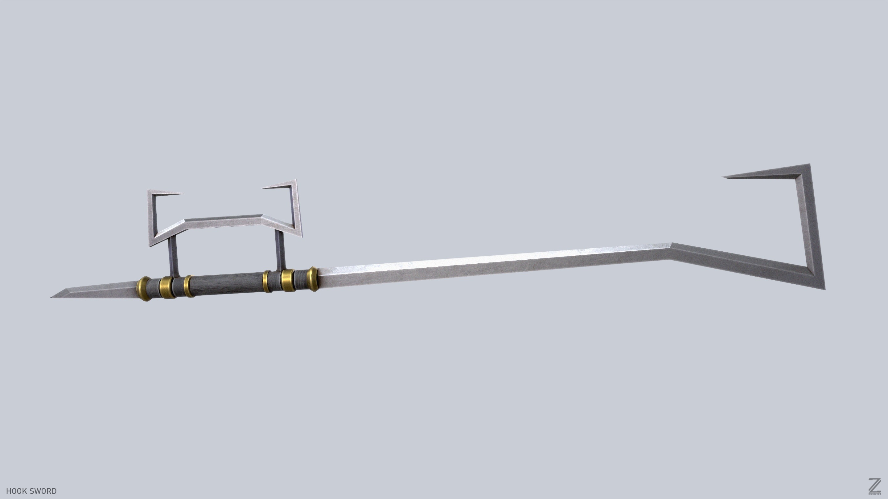 Hook sword Low-poly 3D model_5