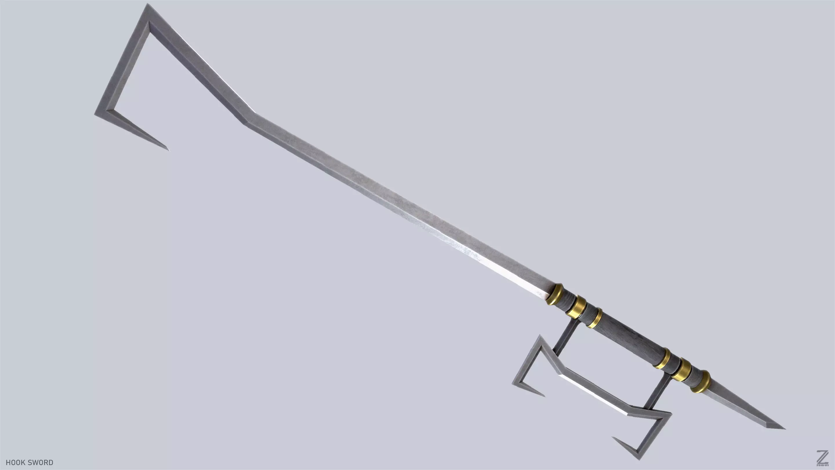 Hook sword Low-poly 3D model_0