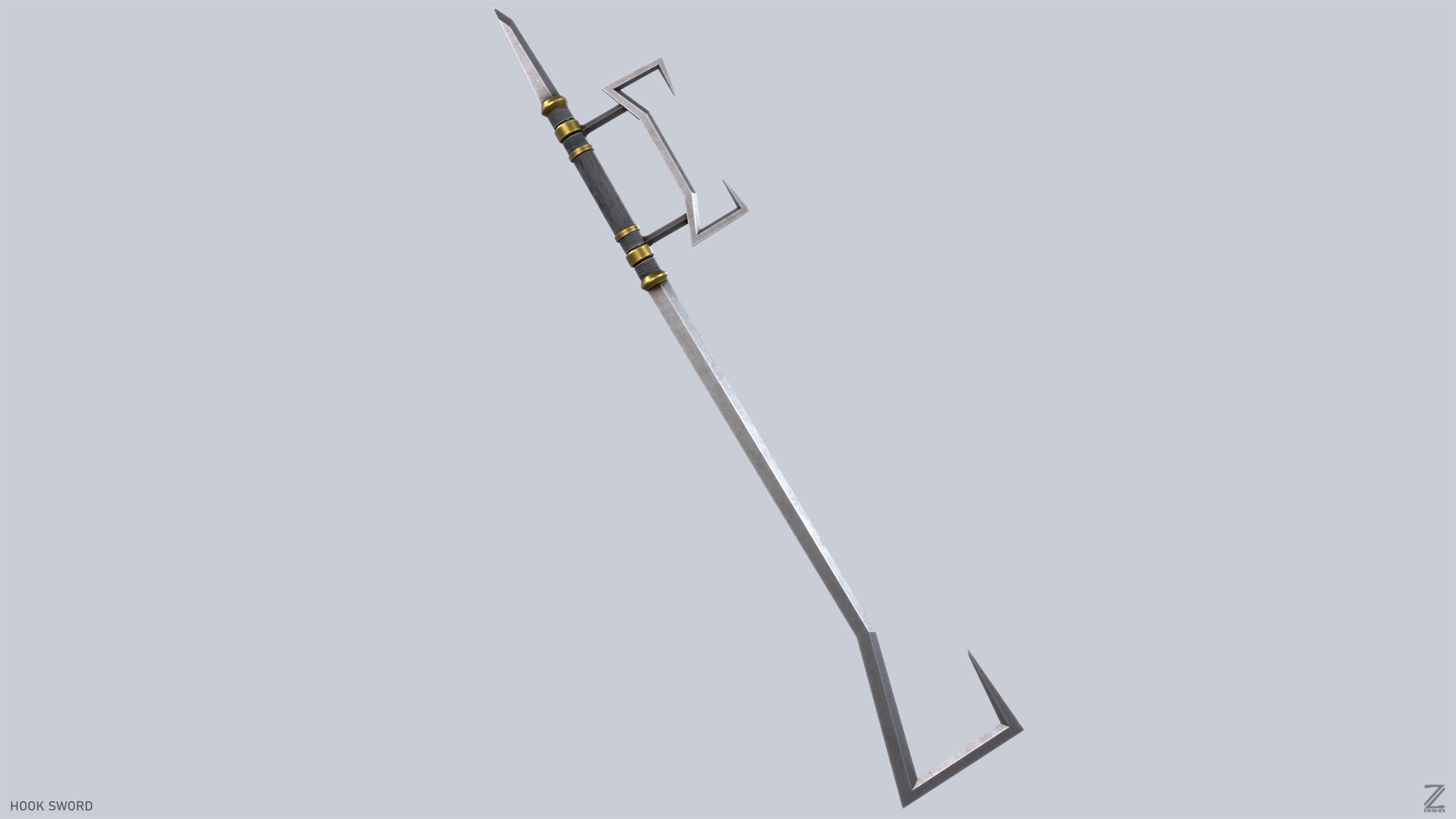 Hook sword Low-poly 3D model_6
