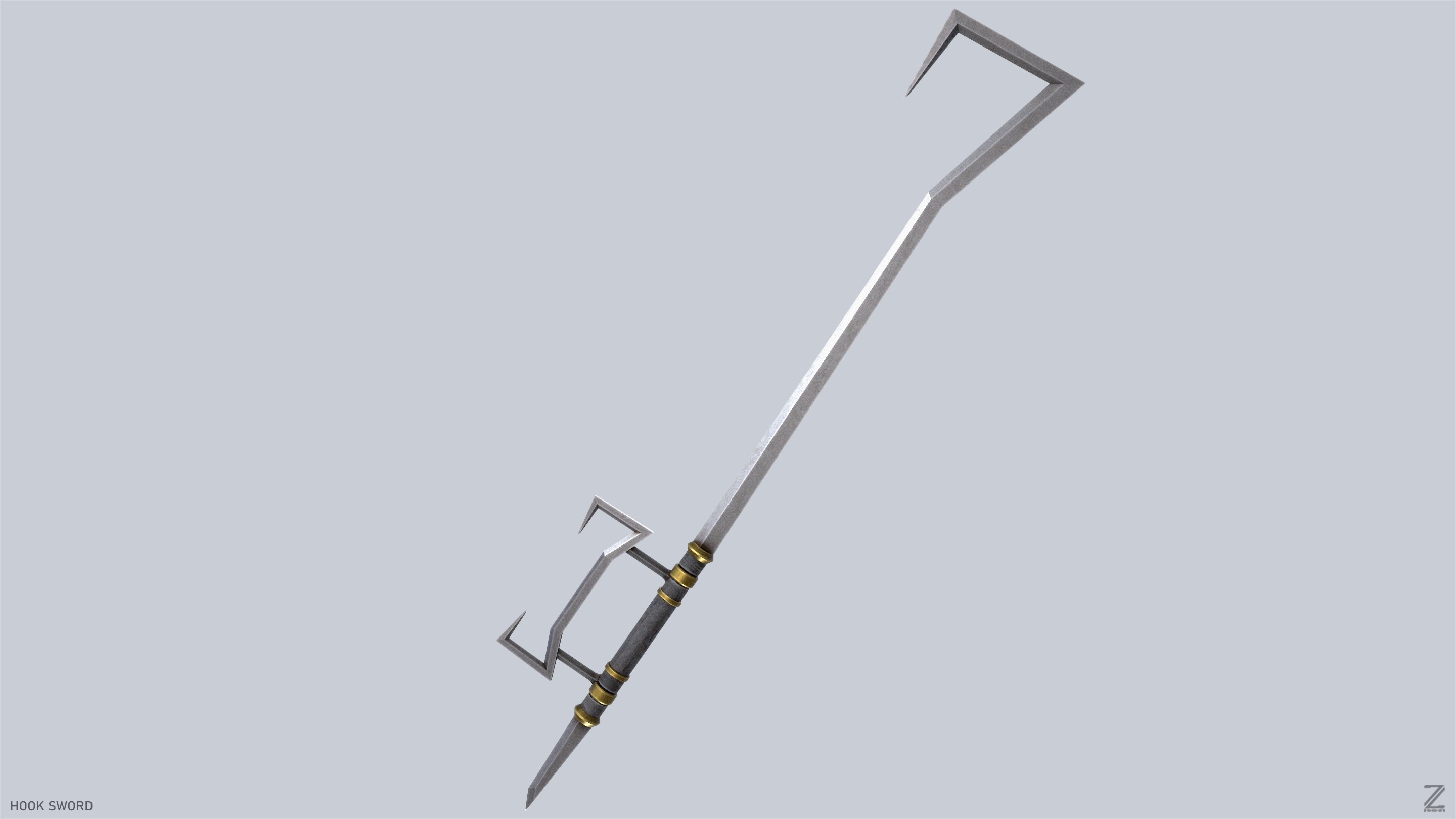 Hook sword Low-poly 3D model_4
