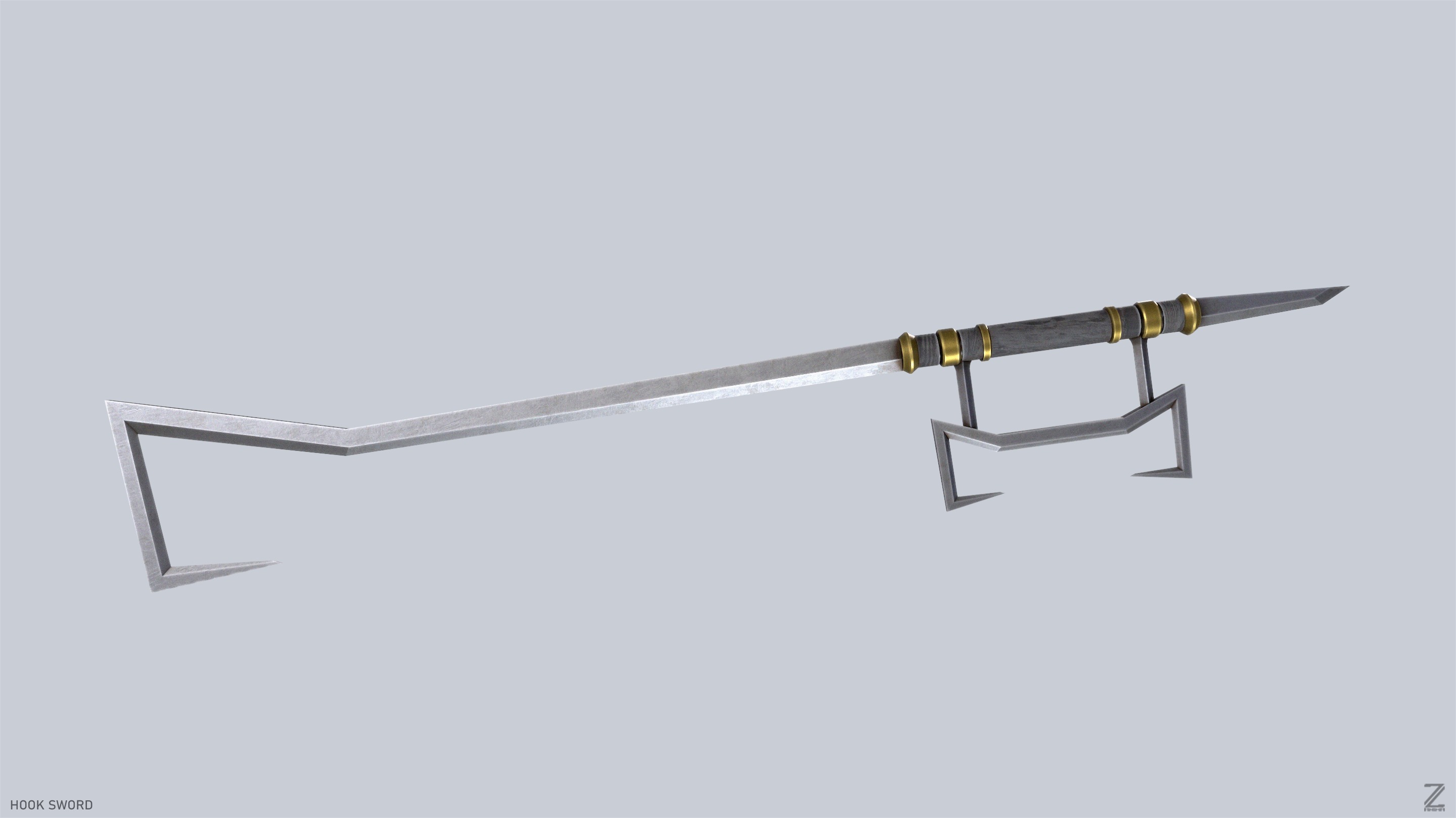 Hook sword Low-poly 3D model_8