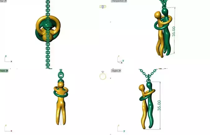 Hug Necklace and pendant 3d print 