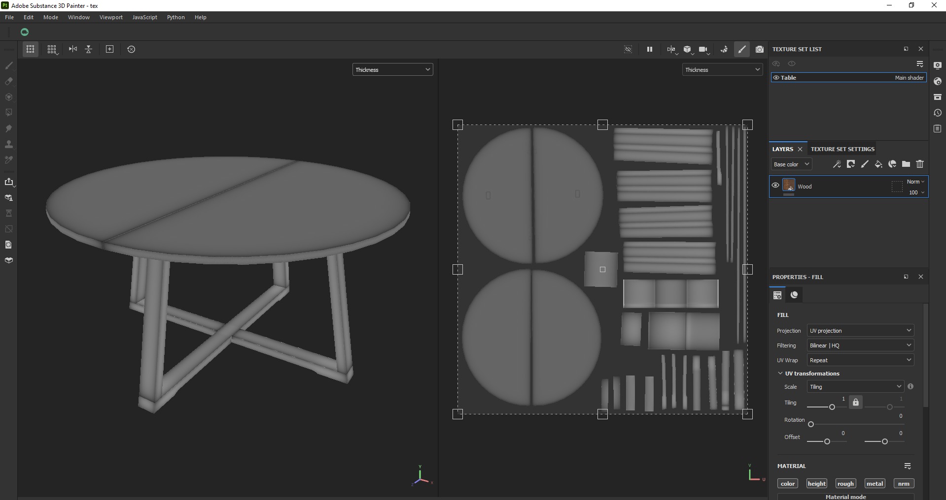 Round Wooden Dining Table Low-poly 3D model_10