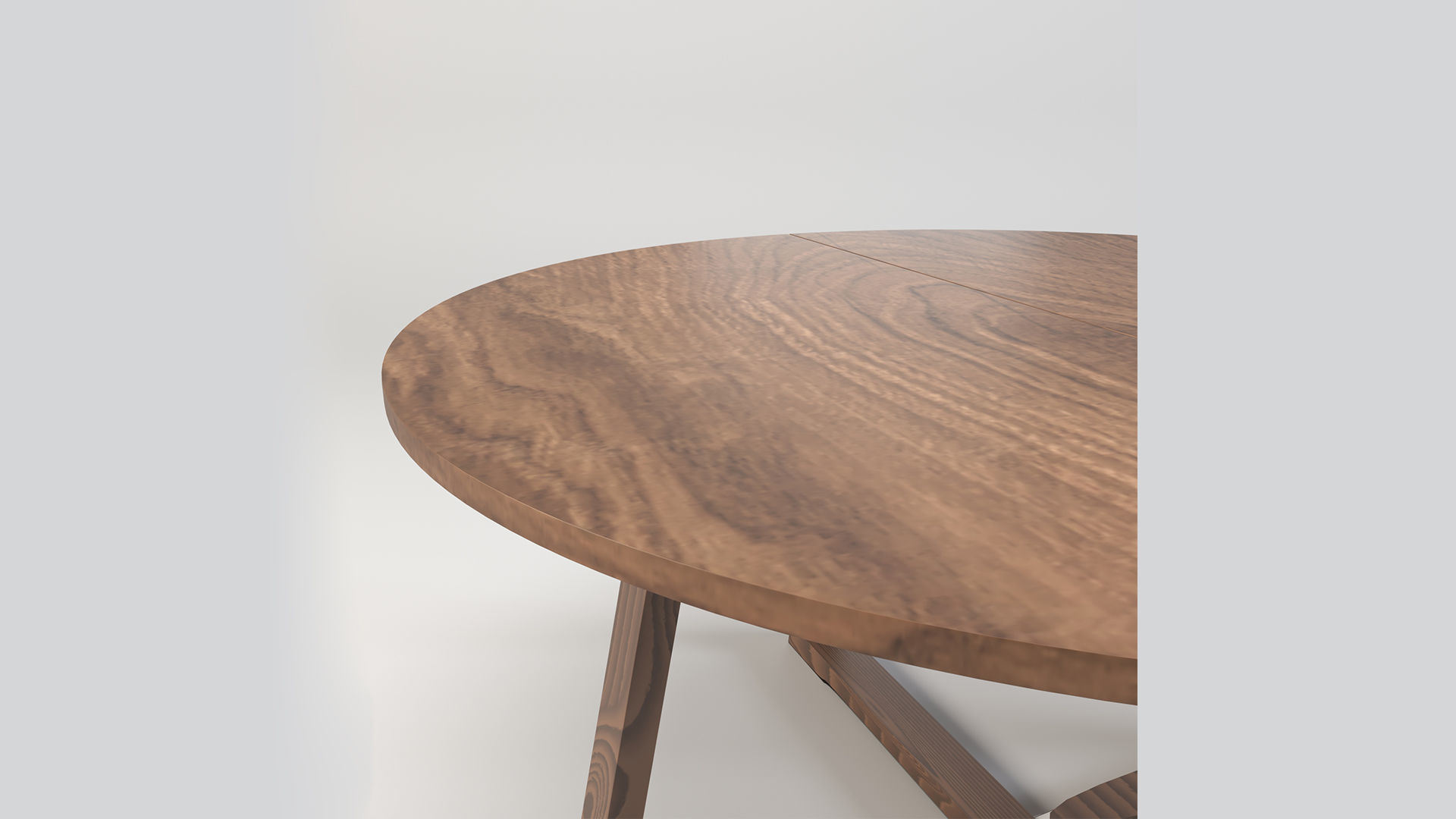 Round Wooden Dining Table Low-poly 3D model_4