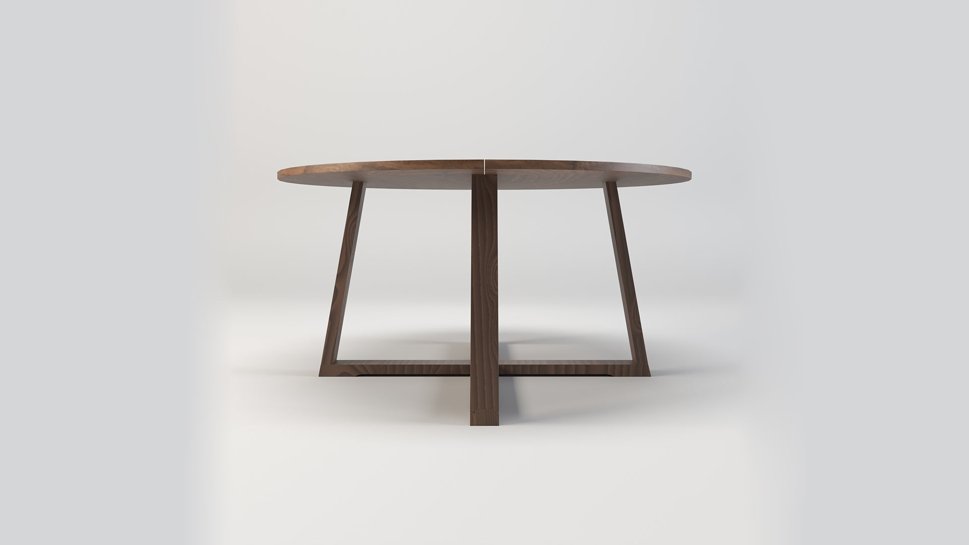 Round Wooden Dining Table Low-poly 3D model_2
