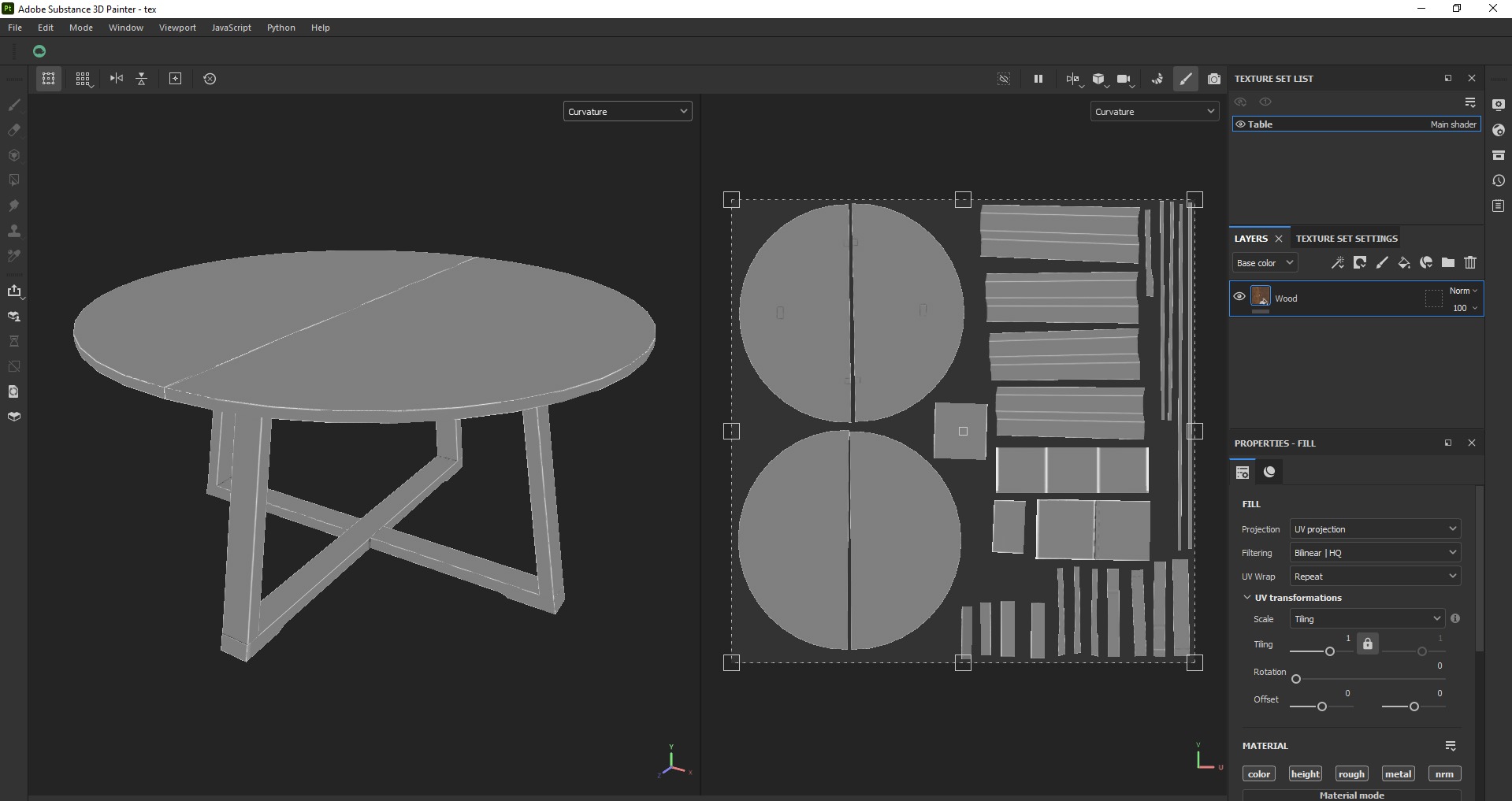 Round Wooden Dining Table Low-poly 3D model_17