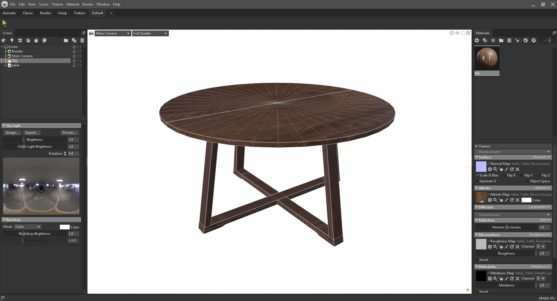 Round Wooden Dining Table Low-poly 3D model_19