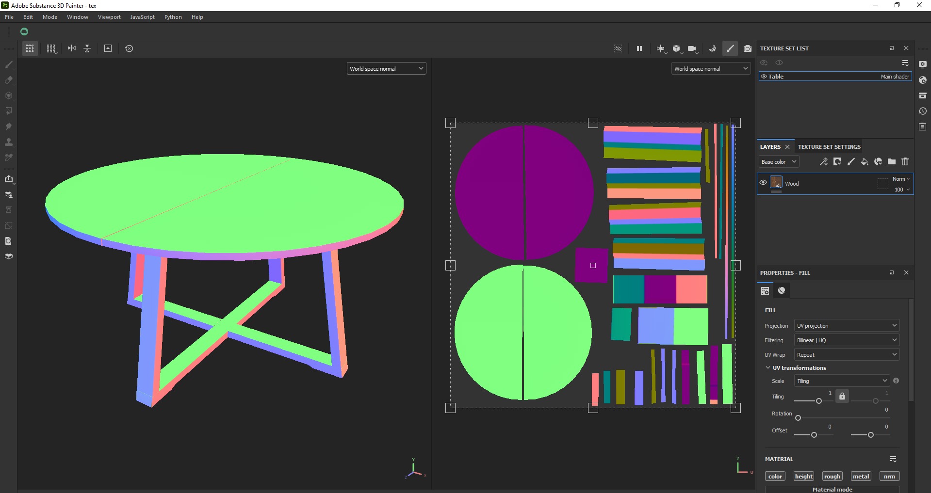 Round Wooden Dining Table Low-poly 3D model_14