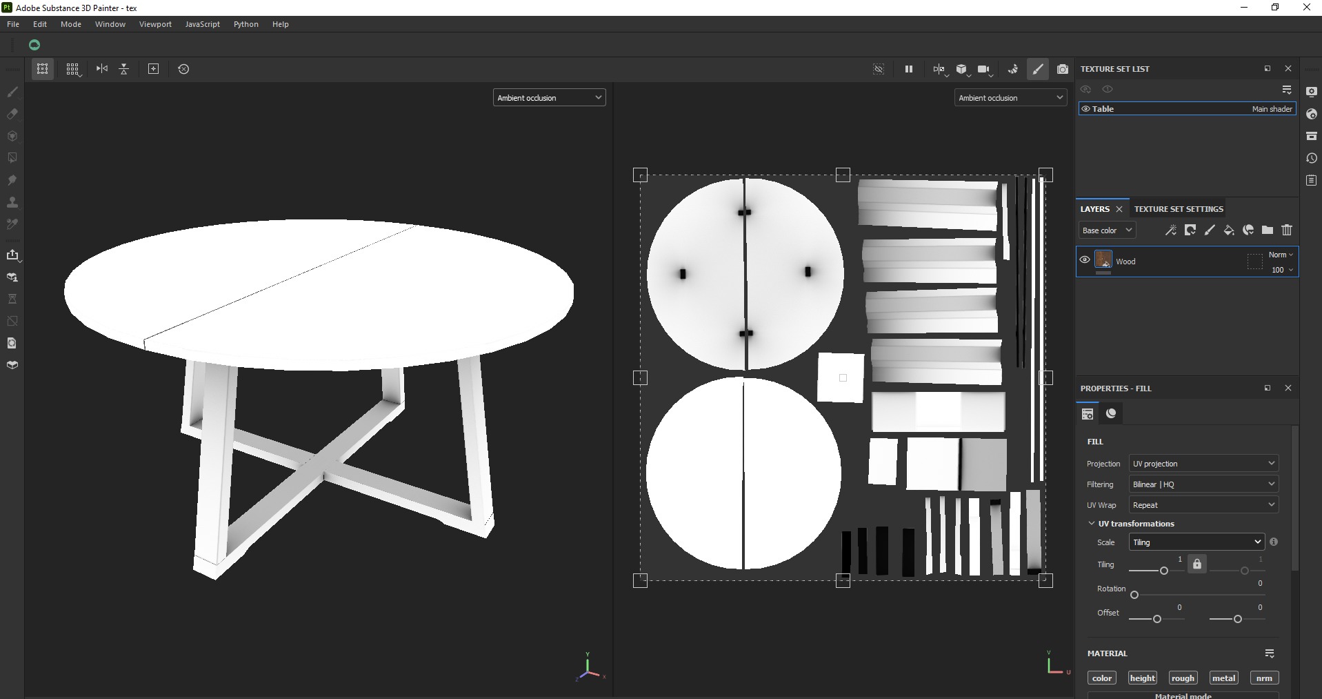 Round Wooden Dining Table Low-poly 3D model_16