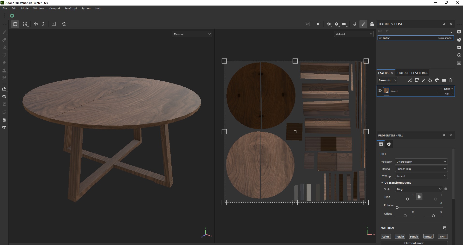 Round Wooden Dining Table Low-poly 3D model_11