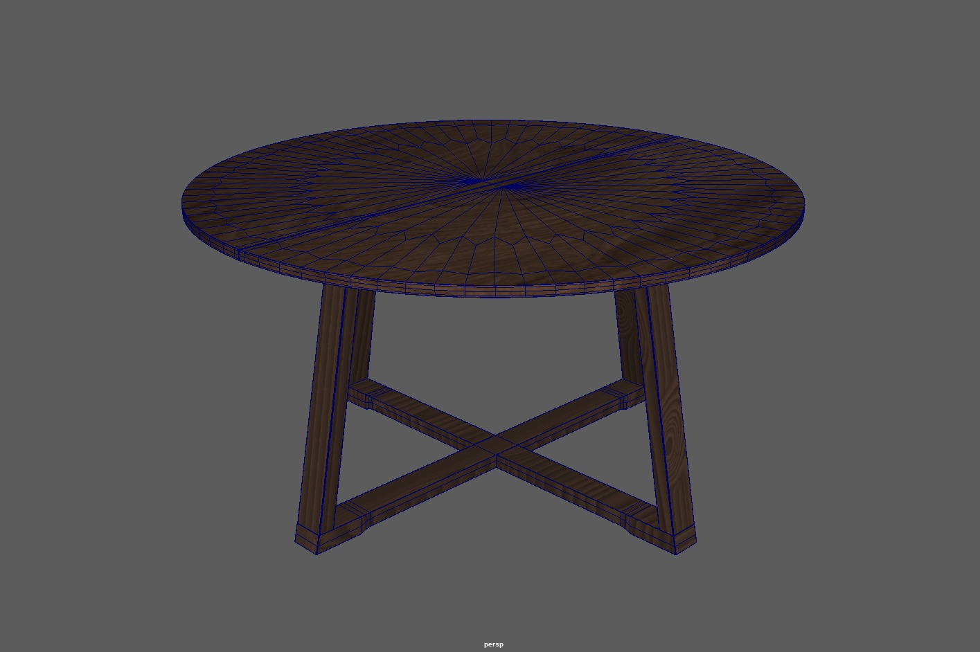 Round Wooden Dining Table Low-poly 3D model_7