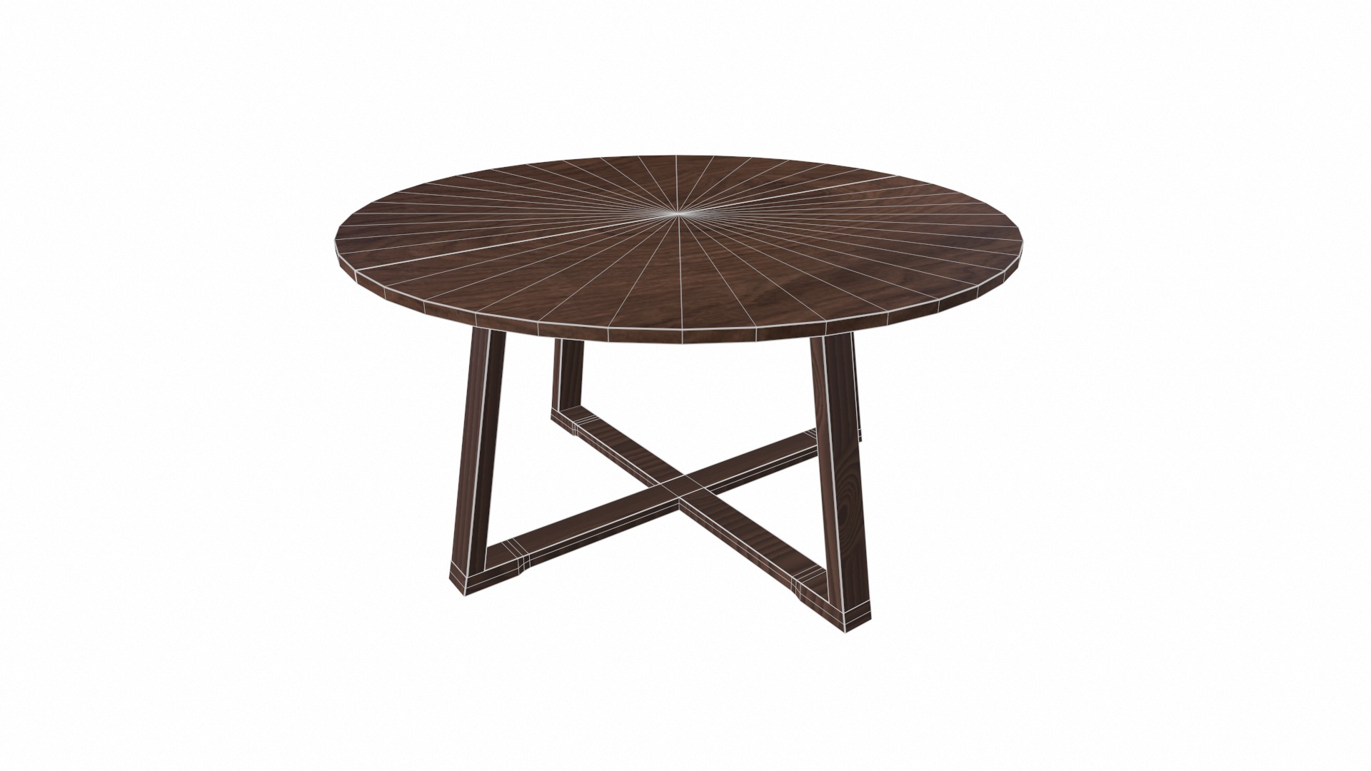 Round Wooden Dining Table Low-poly 3D model_6