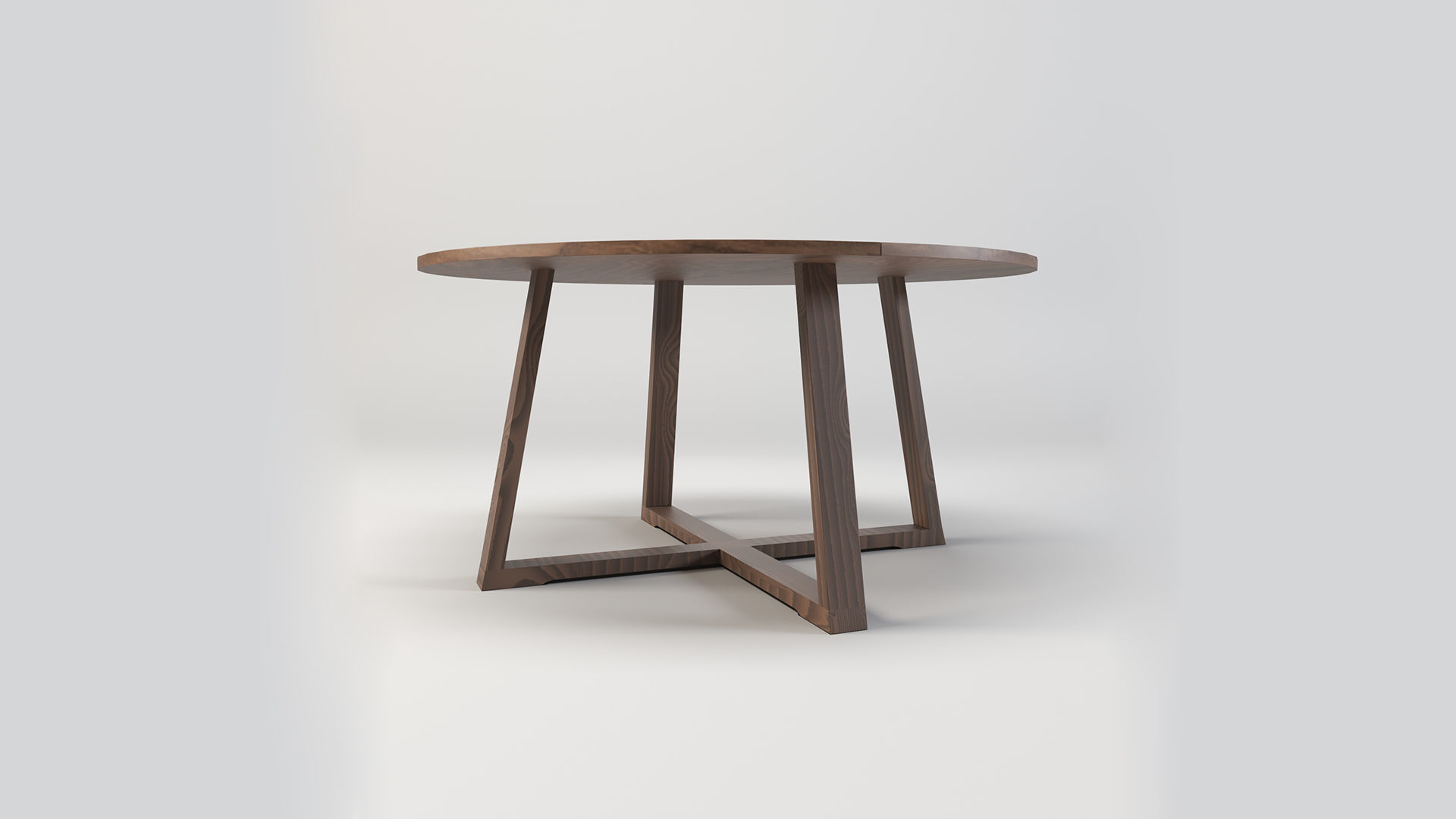 Round Wooden Dining Table Low-poly 3D model_5