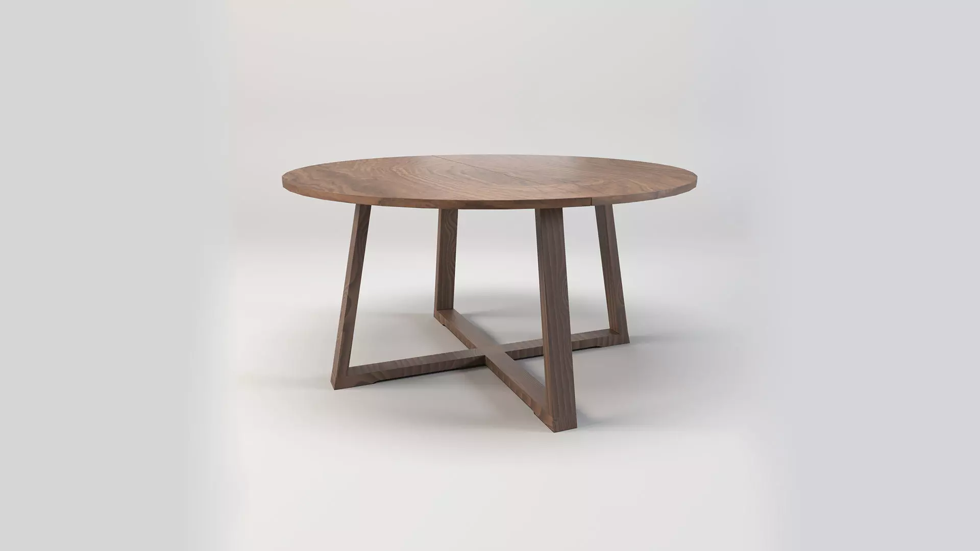 Round Wooden Dining Table Low-poly 3D model_0