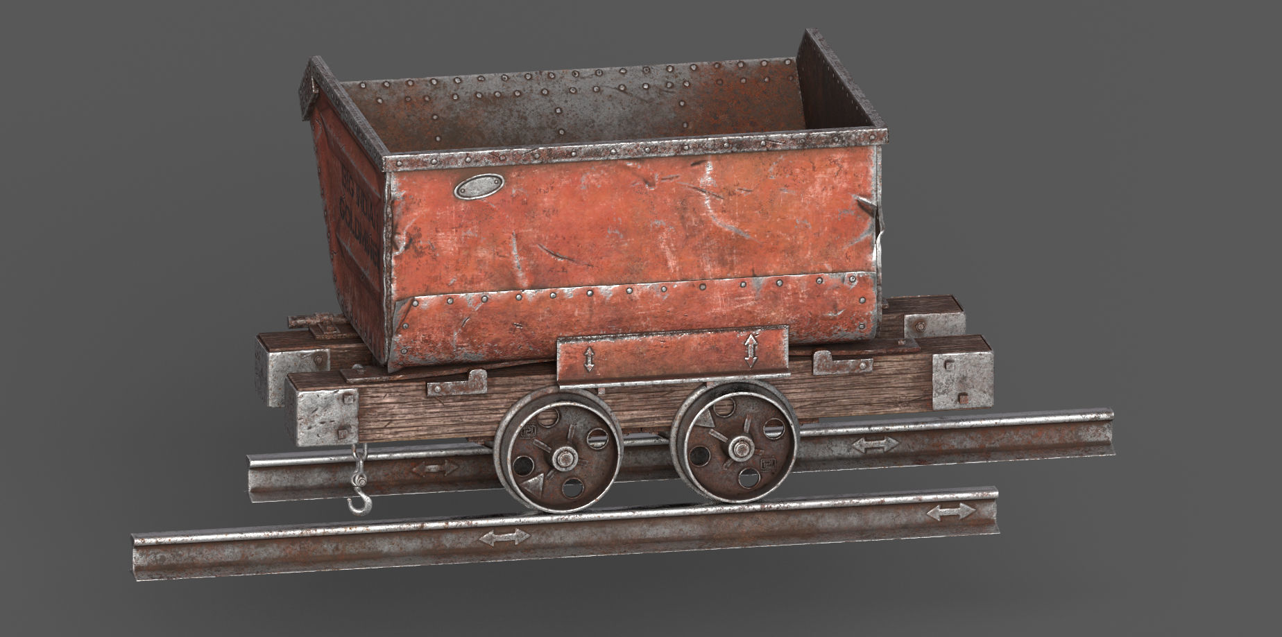 Minecart Low-poly 3D model_7