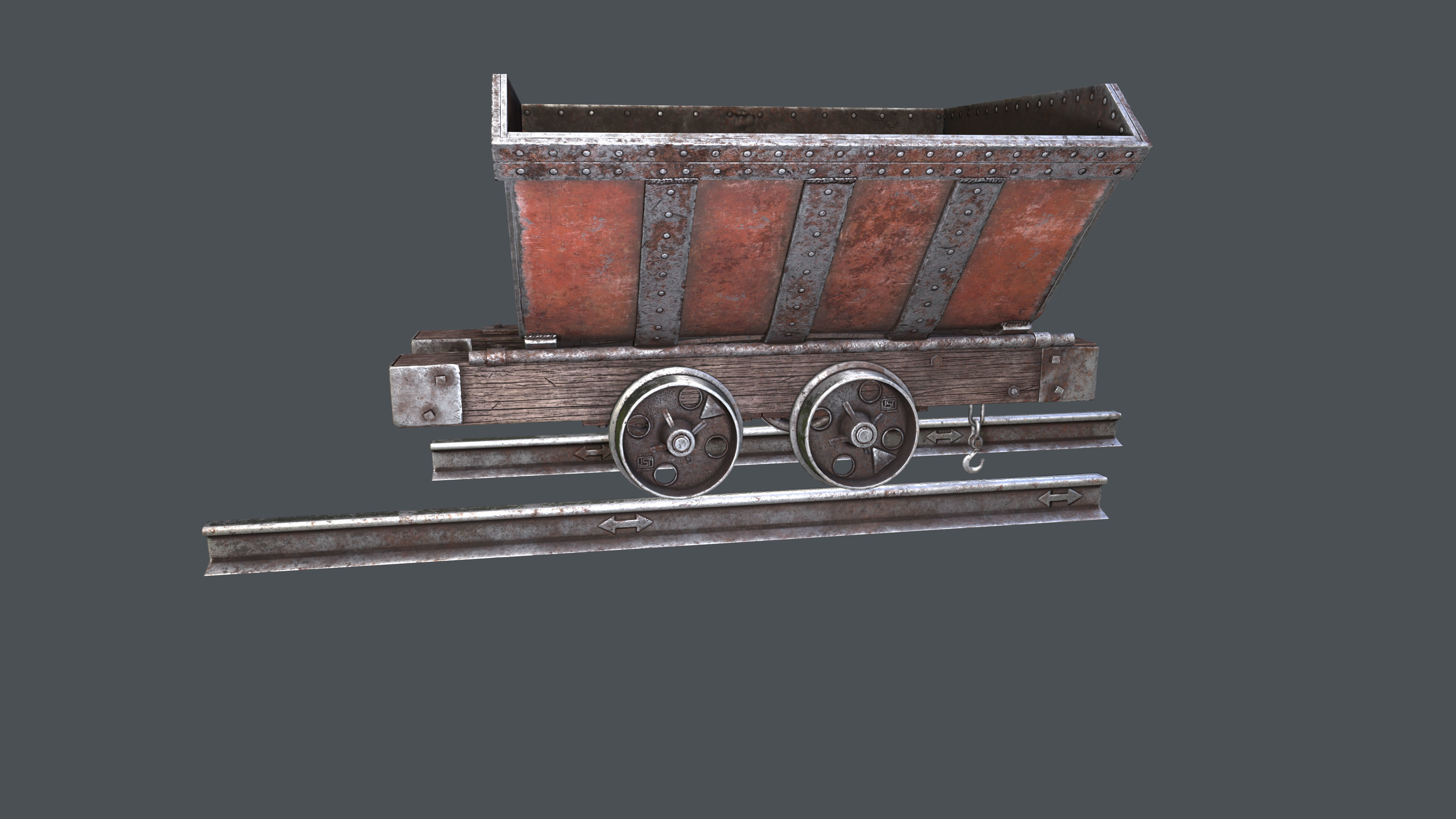 Minecart Low-poly 3D model_10