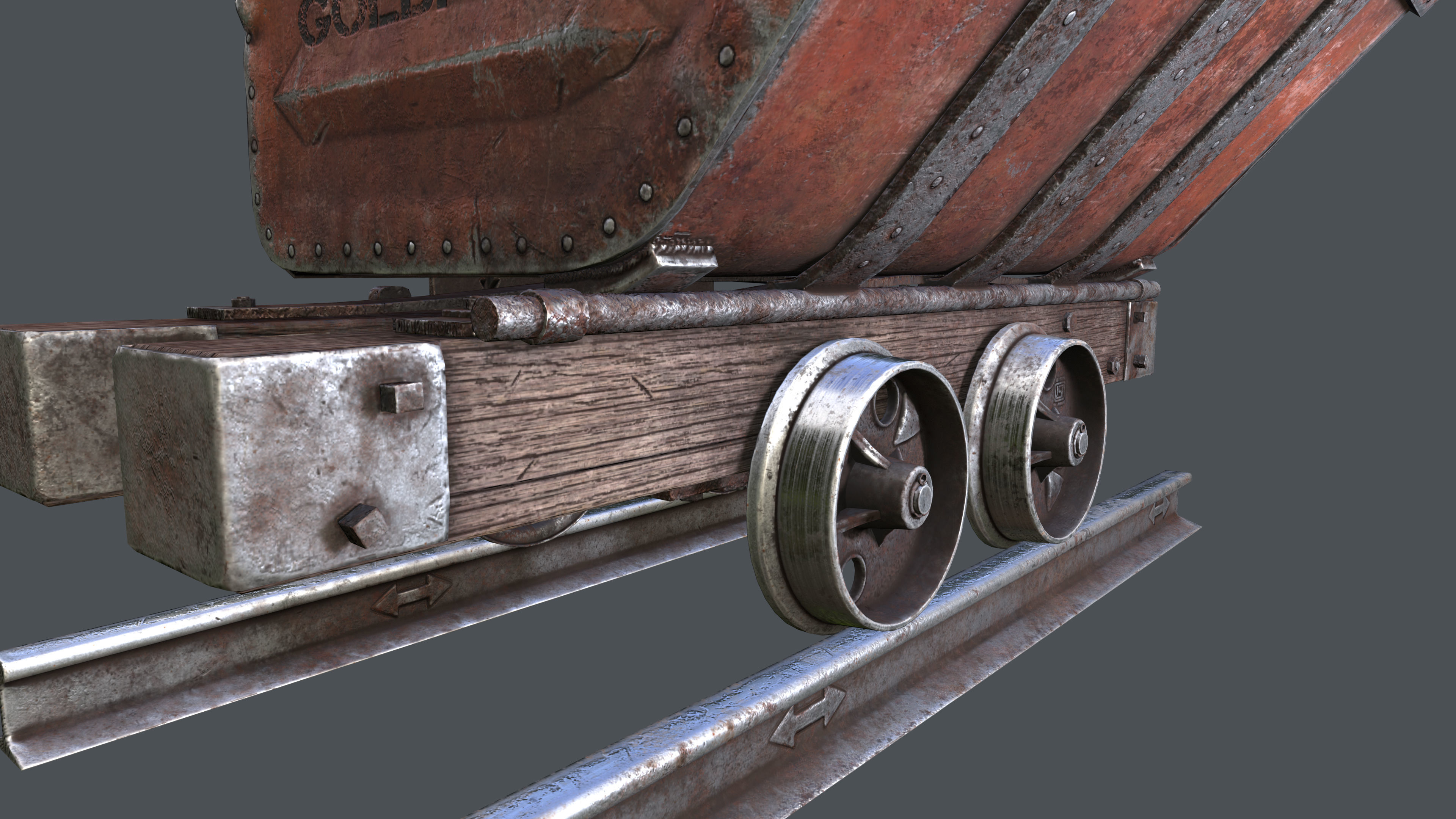 Minecart Low-poly 3D model_13