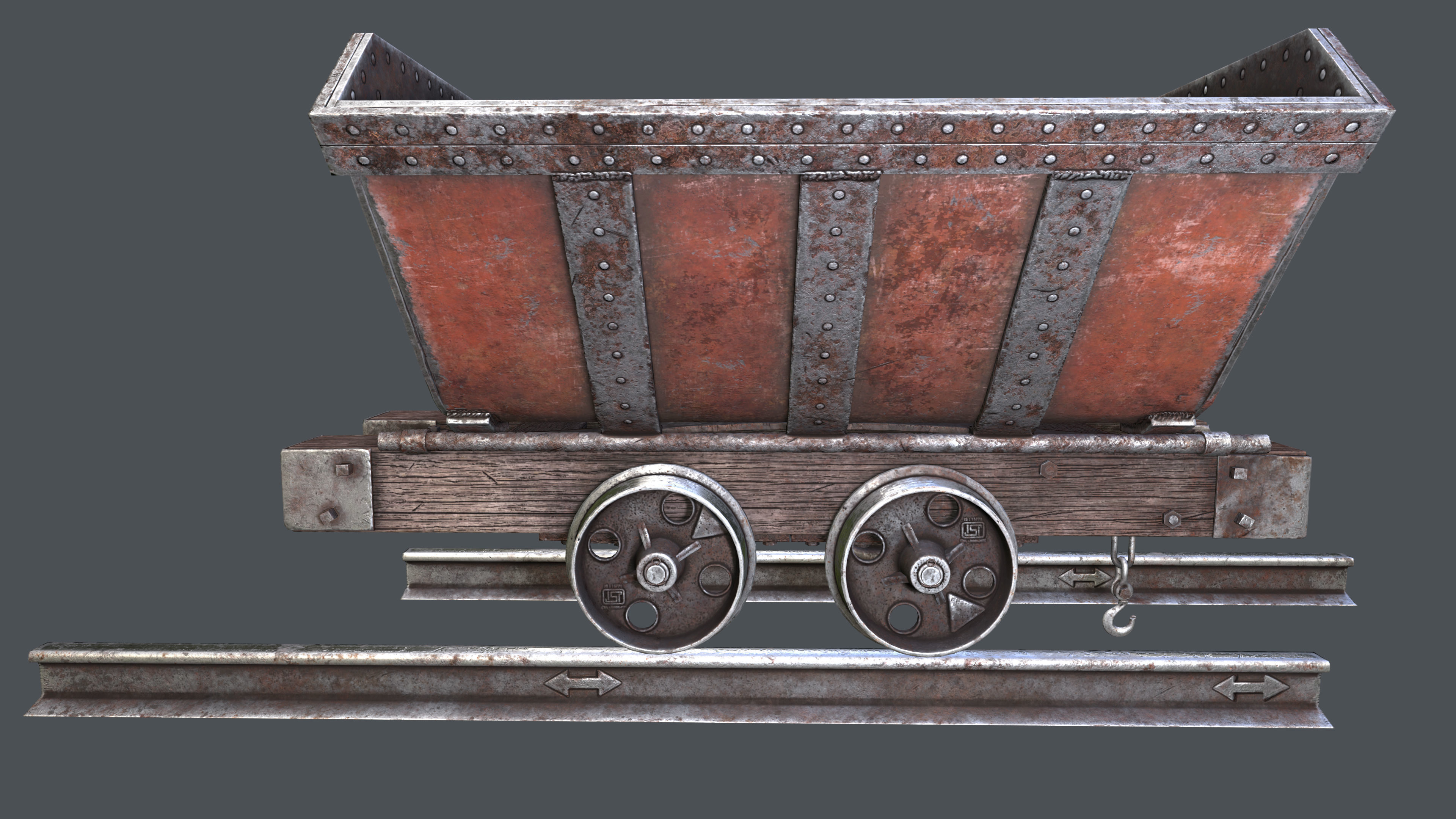 Minecart Low-poly 3D model_16