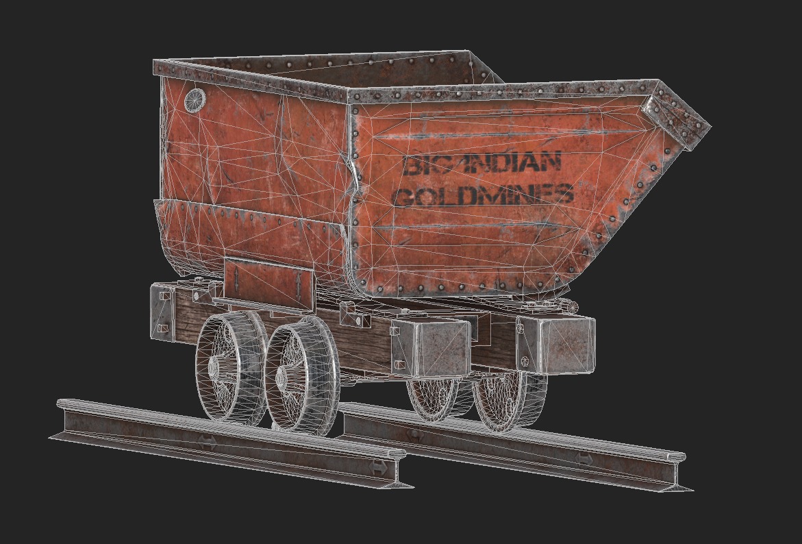 Minecart Low-poly 3D model_2