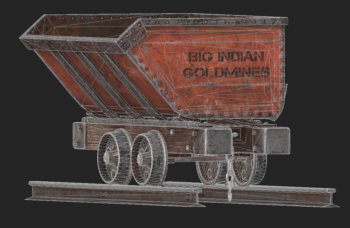 Minecart Low-poly 3D model_1