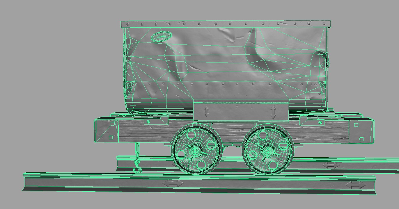 Minecart Low-poly 3D model_25