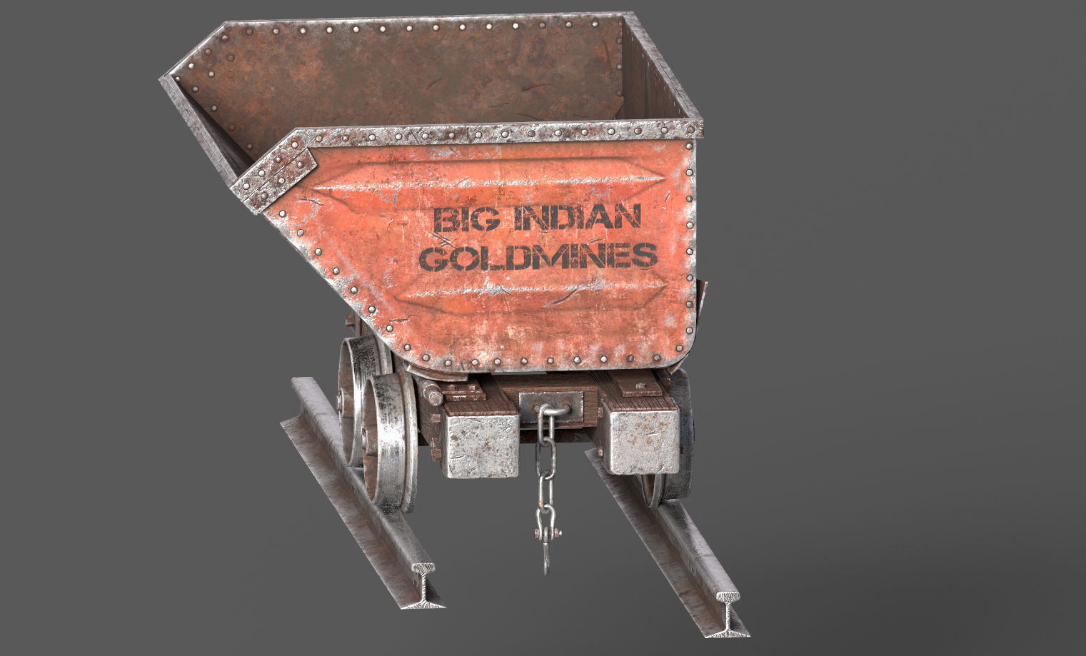 Minecart Low-poly 3D model_5